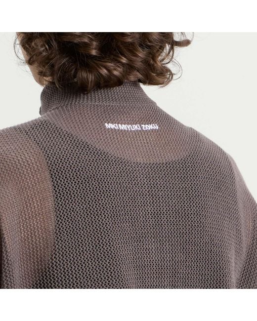 MKI Miyuki-Zoku Brown Linen Loose Knit Track Jacket for men
