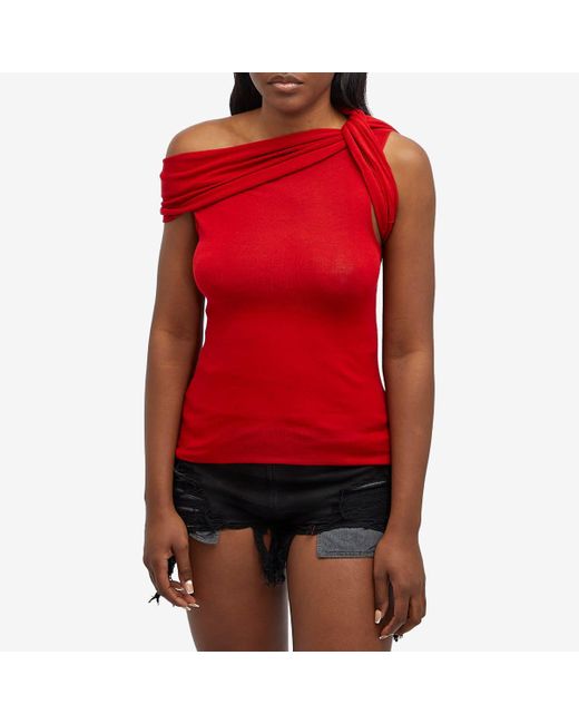 Rick Owens Red Twist Knit Top