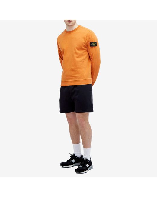 Stone Island Orange Garment Dyed Malfile Crew Sweat for men