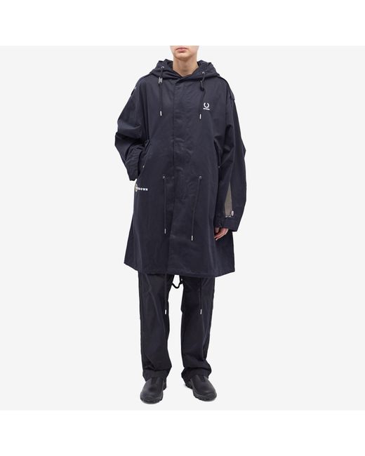 Fred Perry X Raf Simons Printed Patch Parka Jacket in Blue for Men