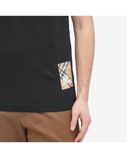 Burberry Black Check Label T-Shirt for men