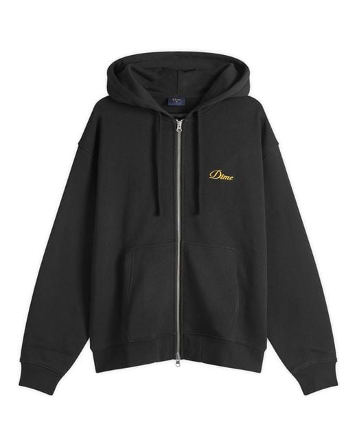 Dime Black Cursive Small Logo Zip-Hoodie for men