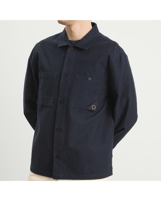 Folk Blue Anniversary Patch Overshirt for men