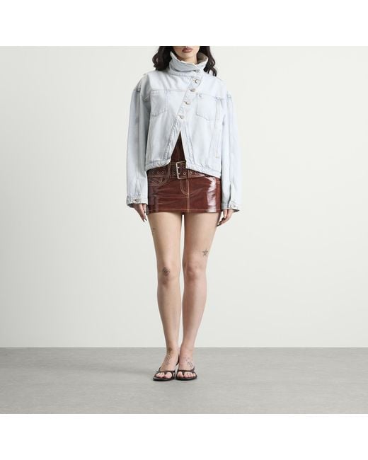 DIESEL Brown L-Evant Patent Mini Skirt With Belt