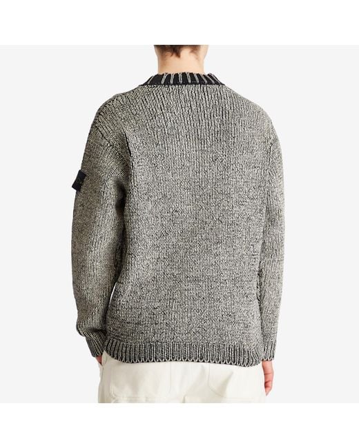 Stone Island Gray Hand Printed Crew Neck Jumper for men