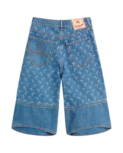 MARINE SERRE Blue Moon Laser Denim Bermudas