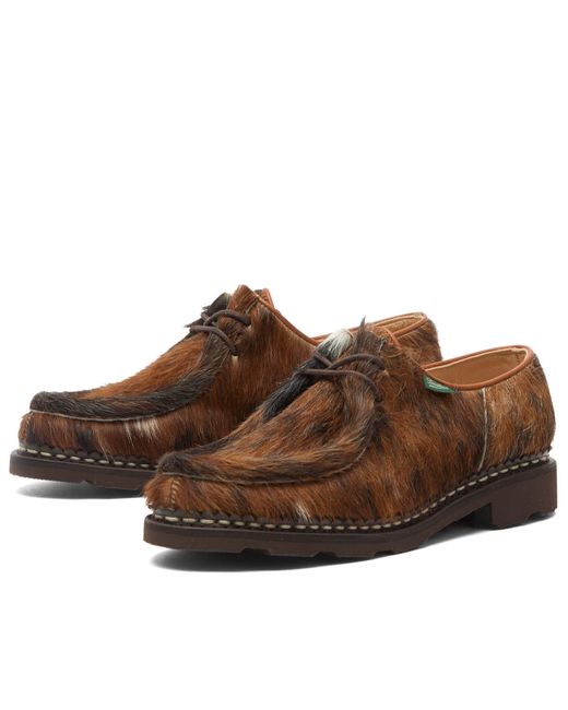 Paraboot Brown Michael Cow Hair Leather Lace Up Derby Shoe