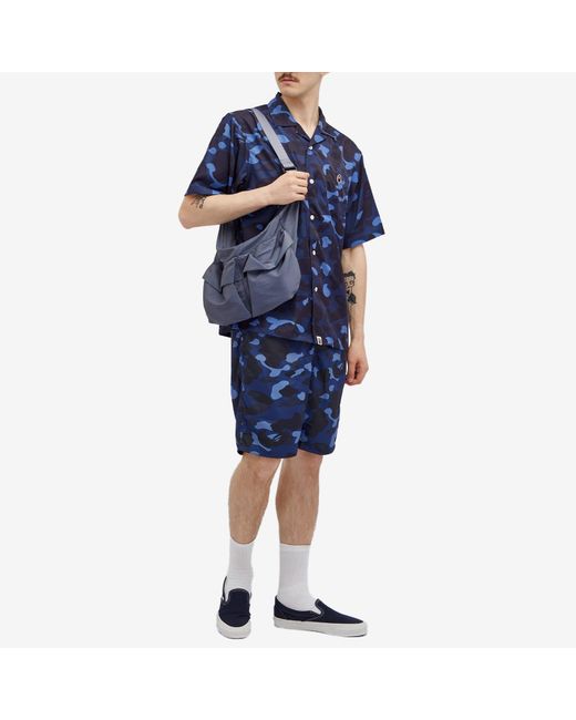 A Bathing Ape Blue Colour Camo One Point Beach Short for men