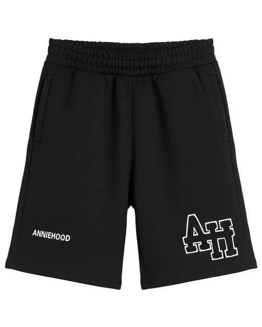 Annie Hood Black College Sweat Shorts for men