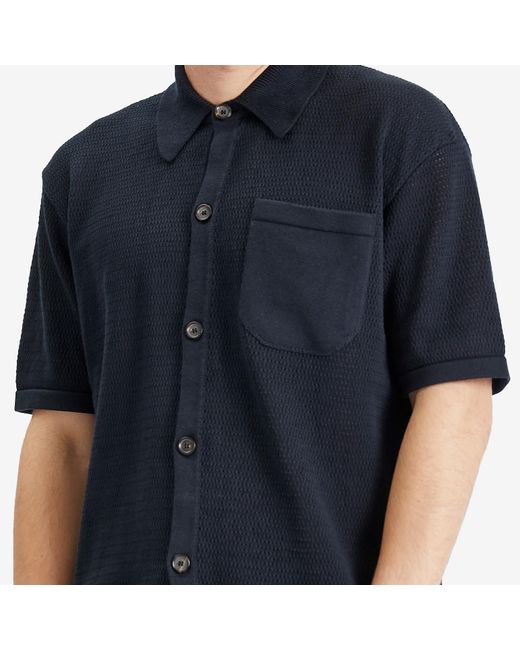 Oliver Spencer Blue Short Sleeve Mawes Knited Shirt for men