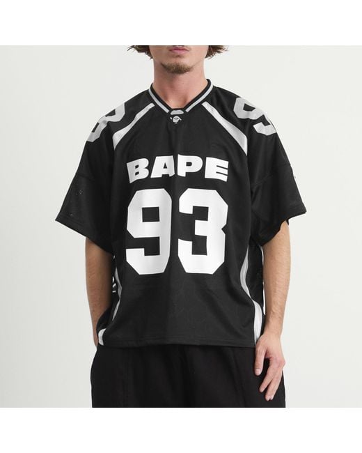 A Bathing Ape Black Line Camo Jacquard Football Jersey for men
