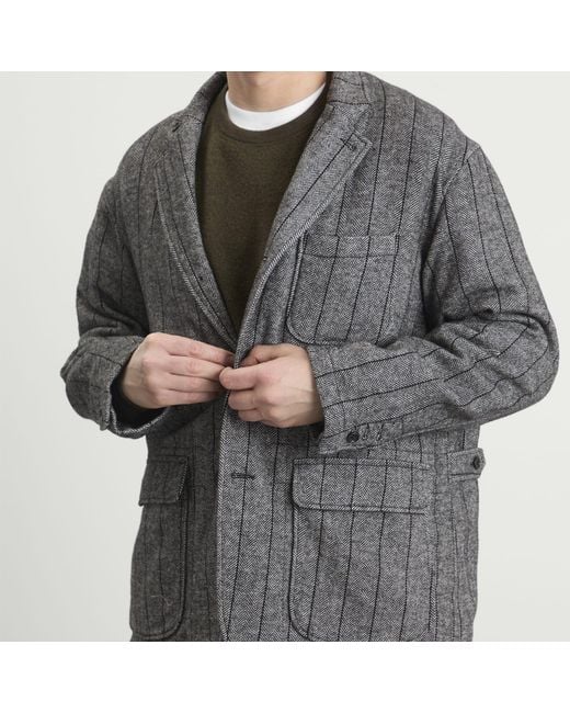 Engineered Garments Gray Herringbone Wool Loiter Jacket for men
