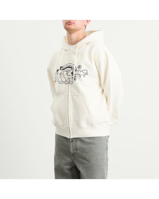 Pawa Speed Sports White Doggo Zip Hoodie for men