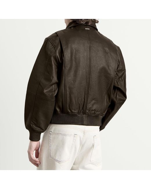 Deadwood Green Wingman Leather Bomber Jacket for men