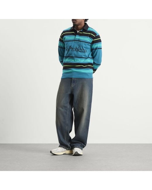 No Problemo Blue Striped Rugby Shirt for men