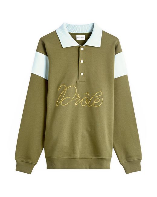 Drole de Monsieur Green Logo Braided Polo Shirt for men