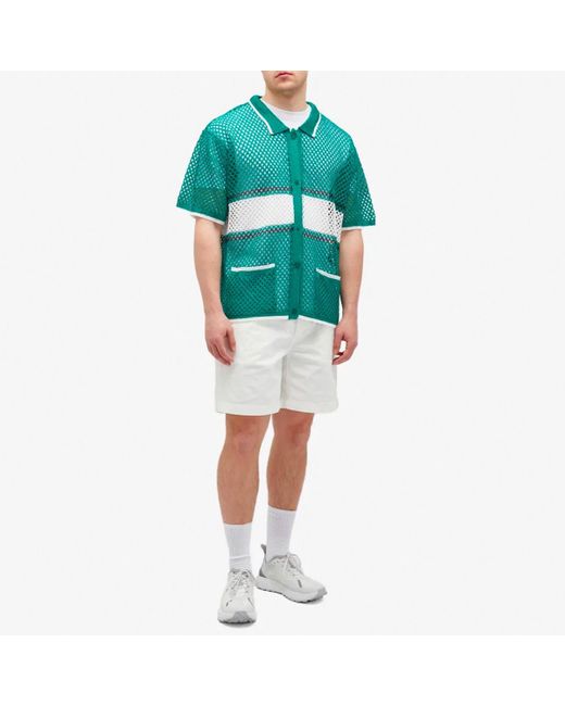 F/CE Green Mesh Knitted Short Sleeve Shirt for men
