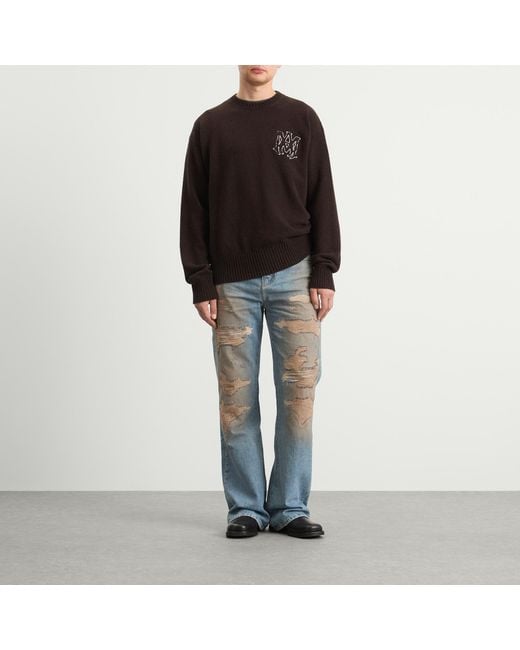 Amiri Blue Repaired Boot Cut Jeans for men