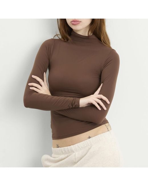 Skims Brown Fits Everybody Long Sleeve High Neck Top