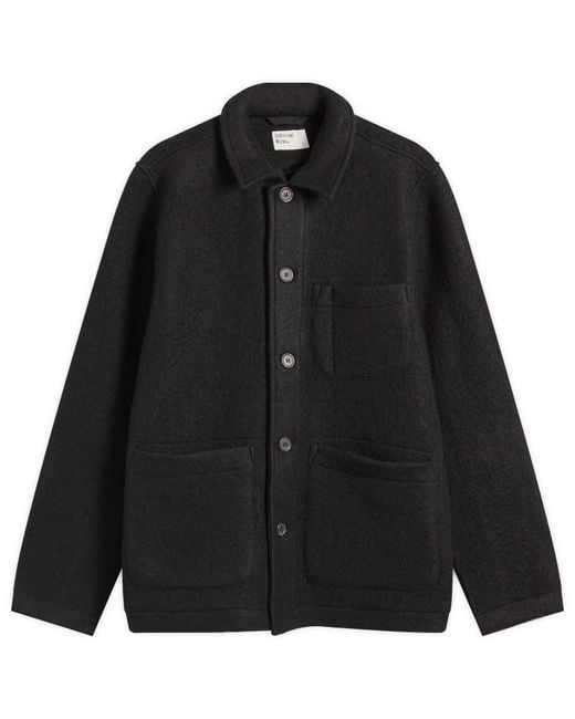 Universal Works Black Wool Fleece Field Jacket for men
