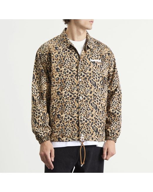 A Bathing Ape Brown Wild Leopard Coach Jacket for men