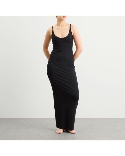 Skims Black Smooth Lounge Skimpy Scoop Neck Dress