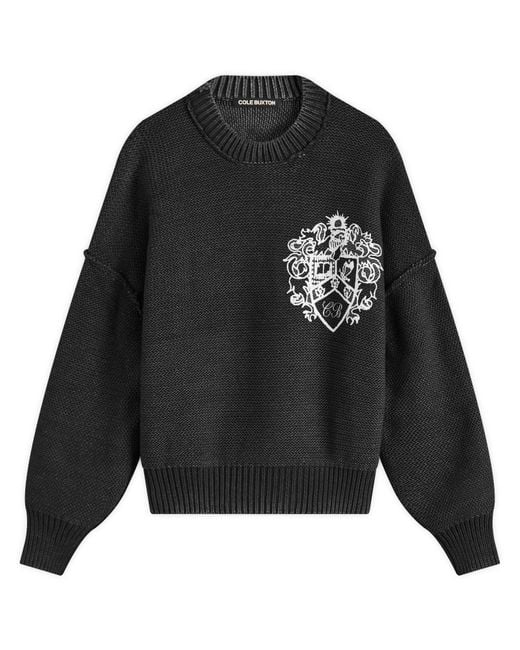 Cole Buxton Black Collegiate Crest Knit Sweater for men