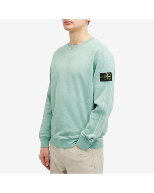 Stone Island Green Garment Dyed Malfile Crew Sweat for men