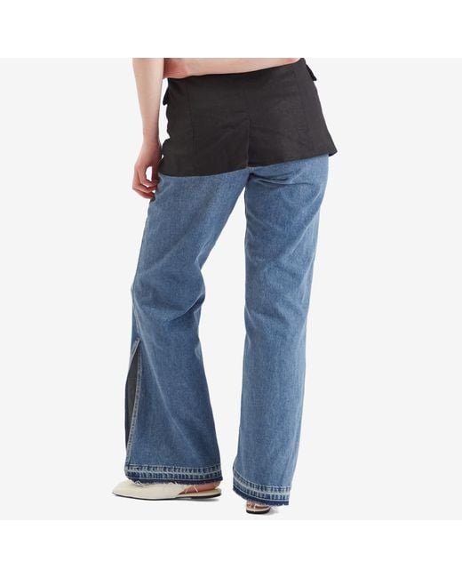 Stel Blue Split Hem Relaxed Denim Jeans