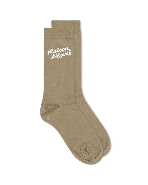 Maison Kitsuné Gray Handwriting Socks for men