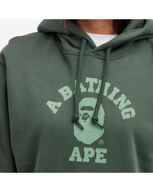 A Bathing Ape Green College Pullover Hoodie