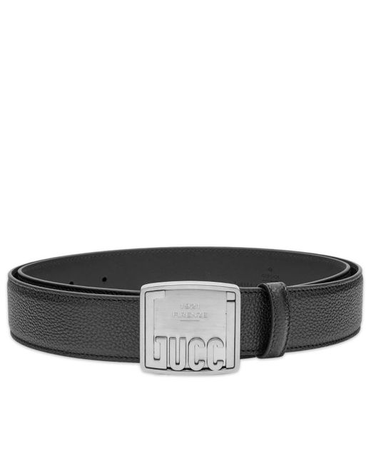 Gucci Black Plaque Buckle Belt for men