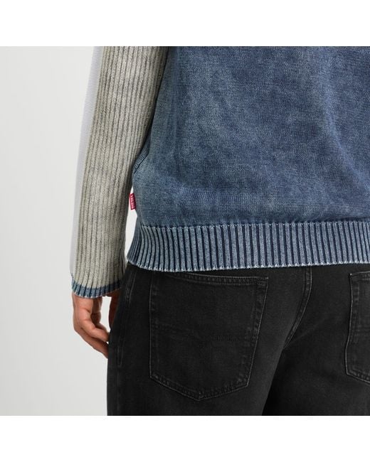 DIESEL Blue Knit Zip Cardigan for men