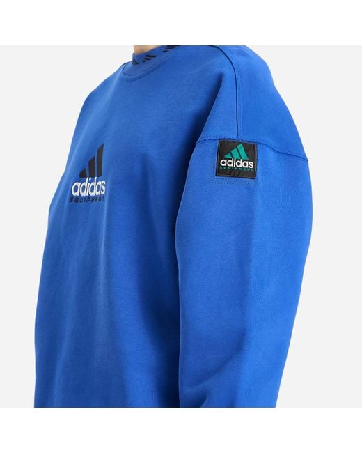 Adidas Blue Eqt Wash Crewneck Sweatshirt for men