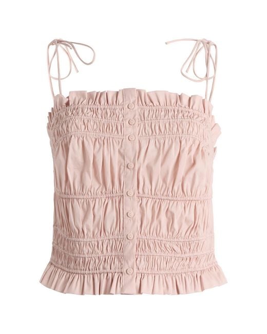Skims Pink Poplin Ruffle Cami