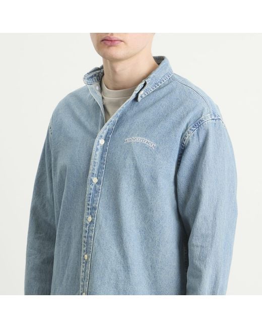Thisisneverthat Blue Washed Denim Shirt for men
