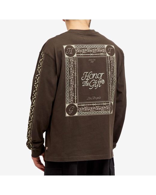 Honor The Gift Brown Pattern Long Sleeve T-Shirt for men