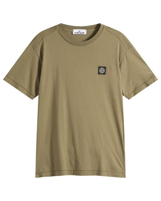 Stone Island Green Patch Logo T-Shirt for men