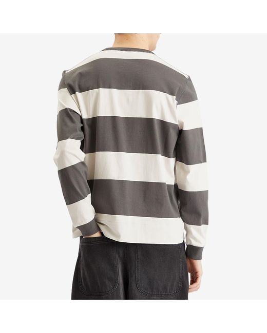 YMC Gray C86 Block Stripe Long Sleece T-Shirt for men