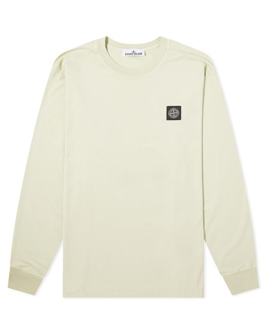 Stone Island White Long Sleeve Patch T-Shirt for men