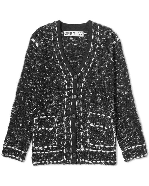 TheOpen Product Black Open Yy Tweed Stitch Cardigan