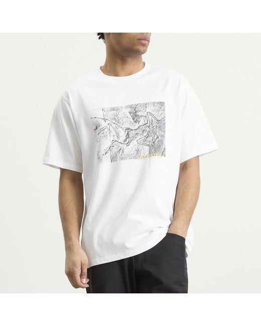 Arc'teryx White Kragg Cotton Lithographica T-Shirt for men