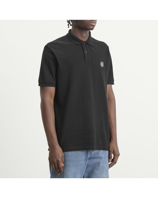 Stone Island Black Patch Logo Polo for men