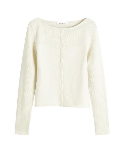 Peachy Den White Claudine Knit Cardigan