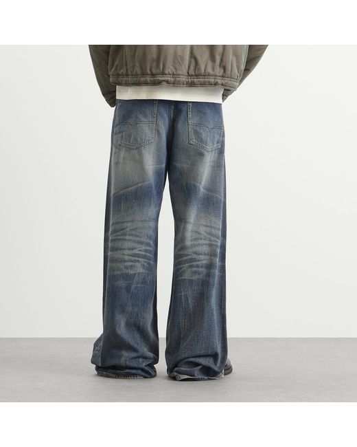 DIESEL Blue D-Rise Wide Leg Jeans for men