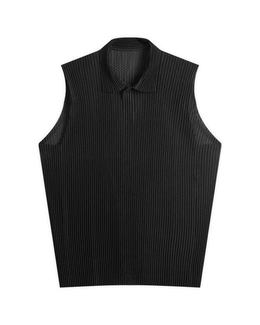 Homme Plissé Issey Miyake Black Pleated Mesh Vest for men