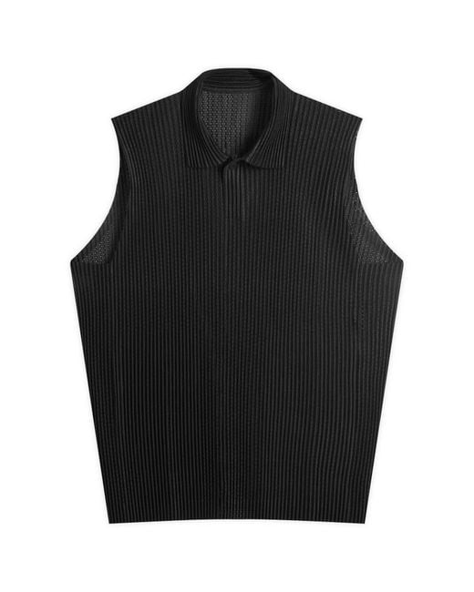 Homme Plissé Issey Miyake Men's Black Pleated Mesh Vest