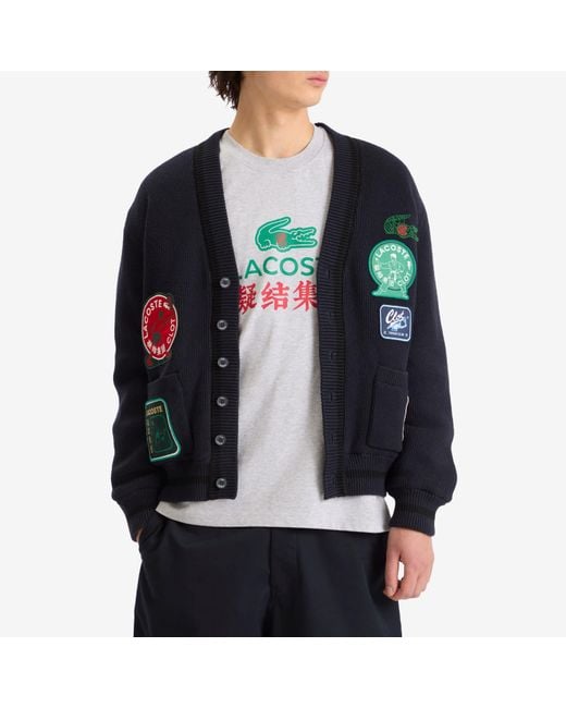 Lacoste Blue X Clot Reversible Patch Cardigan for men
