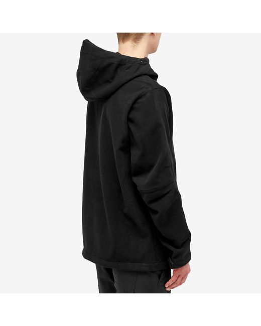 Maharishi Black Asym Zipped Hooded Fleece Jacket for men