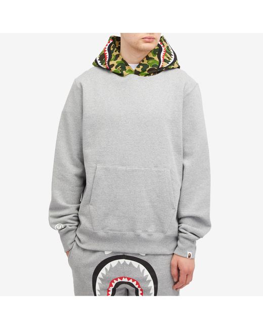 A Bathing Ape Gray Abc Camo Shark Pullover Hoodie for men